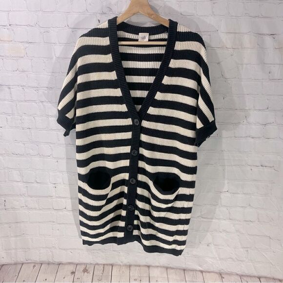 CABI Navy/White Whistle Striped Knit Cardigan XS - Picture 1 of 6